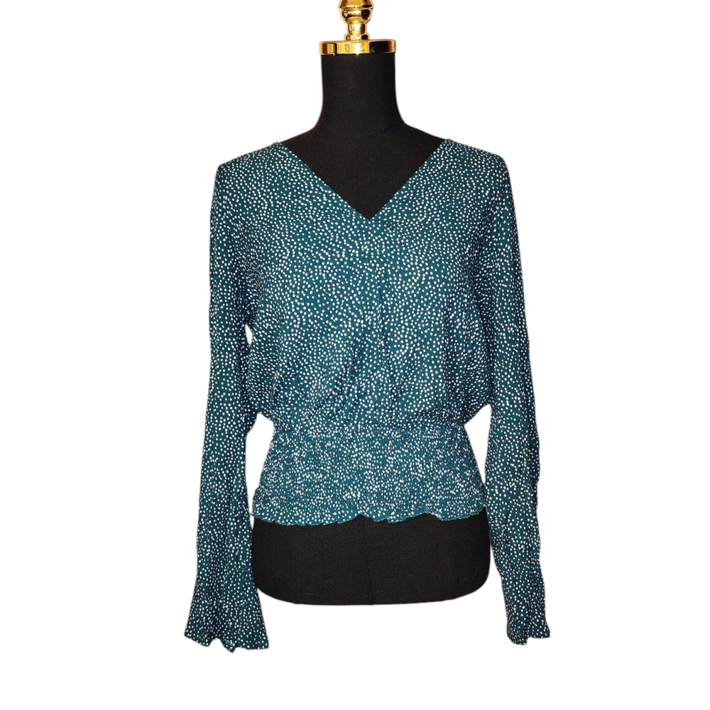 2/30 Express Green With White Polka Dot Women's Top
